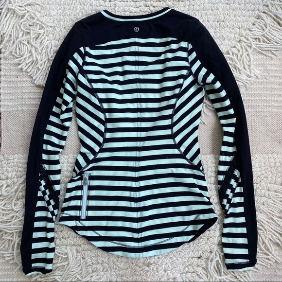 LULULEMON sea stripe mint and black striped Run: Reflect long sleeve tee 4 - Picture 8 of 11